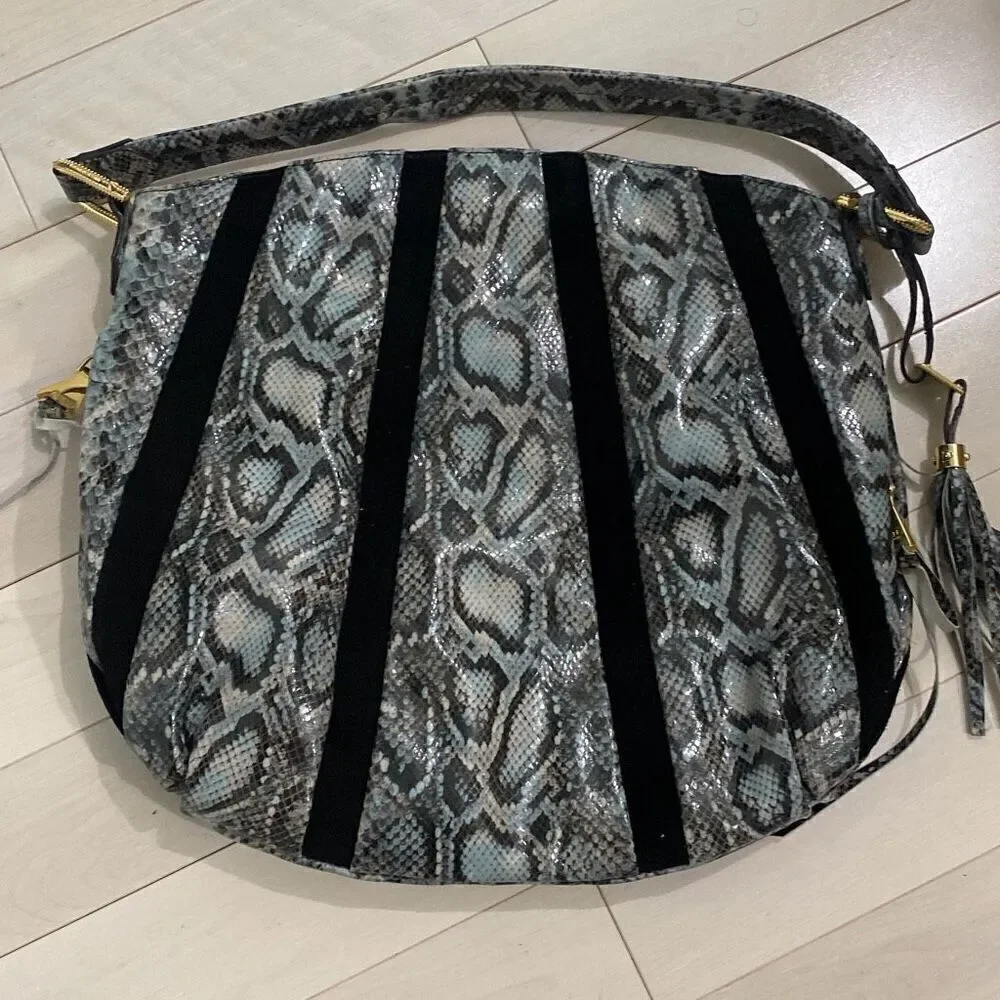 Aimee Kestenberg Women's Snakeskin Pebble Leather & Suede Tuscany Hobo Bag